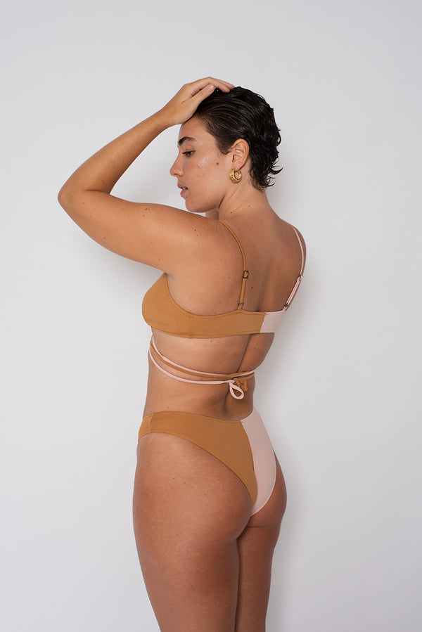 Calcinha Biquíni Atena Bicolor Marrom/Soft Rosé - Cosmo