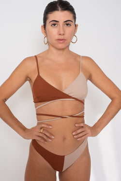 Calcinha Biquíni Atena Bicolor Marrom/Khaki - Cosmo