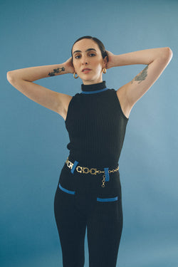 Blusa Gola Alta Tricot Preta por Angelica Bucci - COSMO