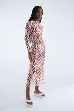 Vestido Tule Rash Guard Midi Orla Laranja - COSMO