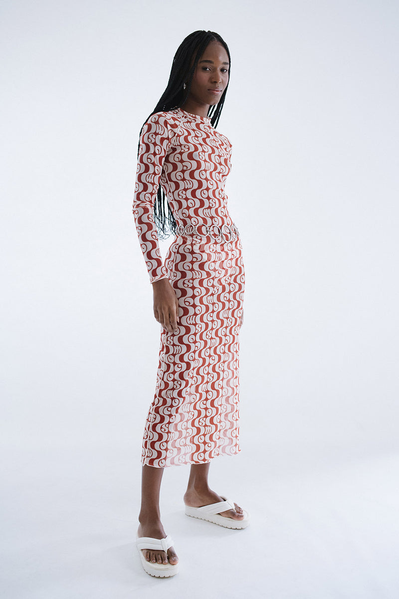 Vestido Tule Rash Guard Midi Orla Laranja - COSMO