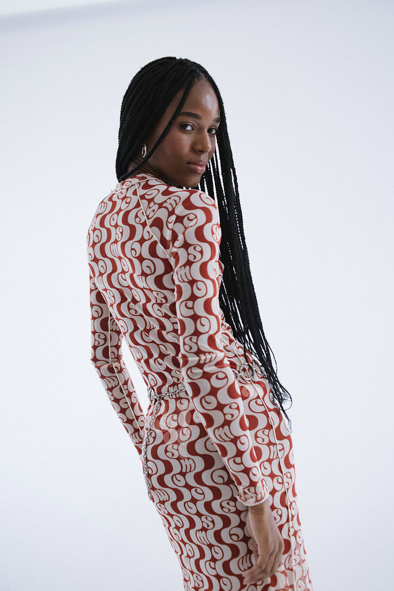 Vestido Tule Rash Guard Midi Orla Laranja - COSMO