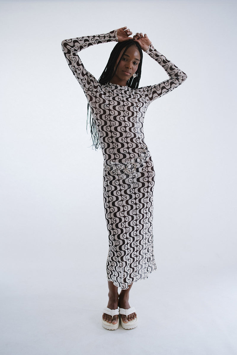 Vestido Tule Rash Guard Midi Orla Preto - COSMO